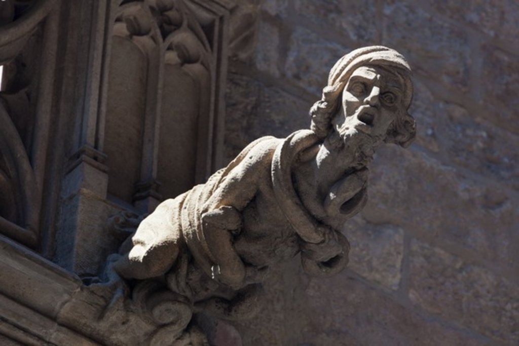 Detail of Gargoyle on building in Gothic Quarter, Barcelona, Spain by Anonymous