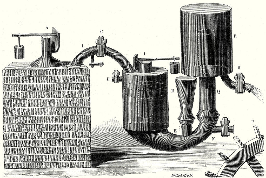 Detail of Denis Papin's Second Steam Engine by Anonymous