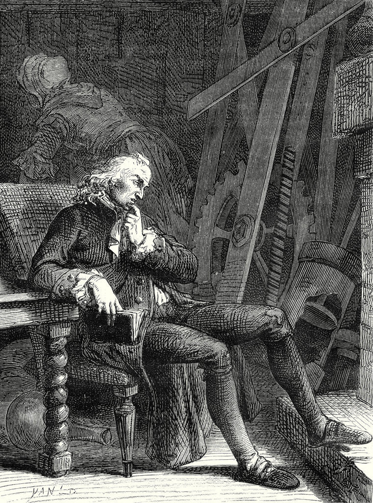 Detail of The Old Age and Misery of Denis Papin I Am Now Obliged Wrote Papin to Put My Machines in the Corner of My Poor Chimney. by Anonymous