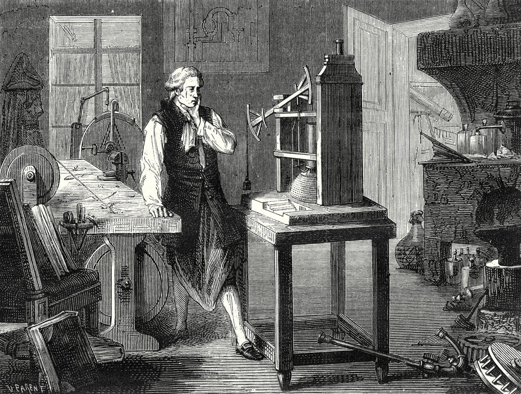 Detail of James Watt Muses About Perfecting the Newcomen Steam Engine by Anonymous