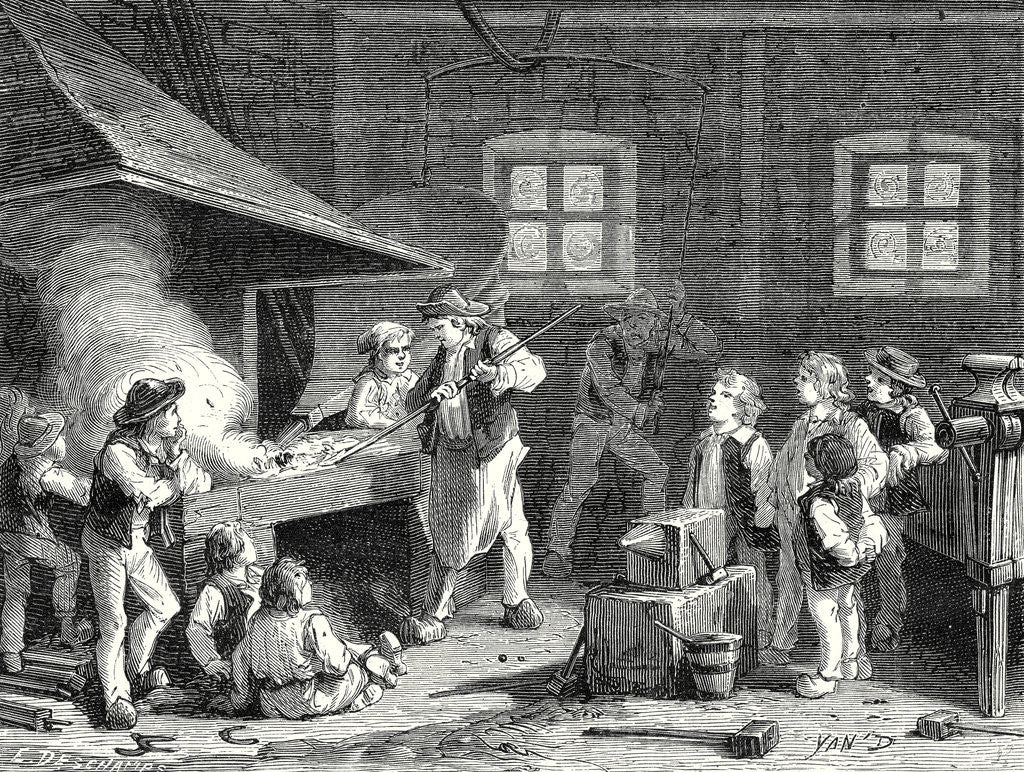 Detail of Oliver Evans Makes a Christmas Firecracker by Anonymous