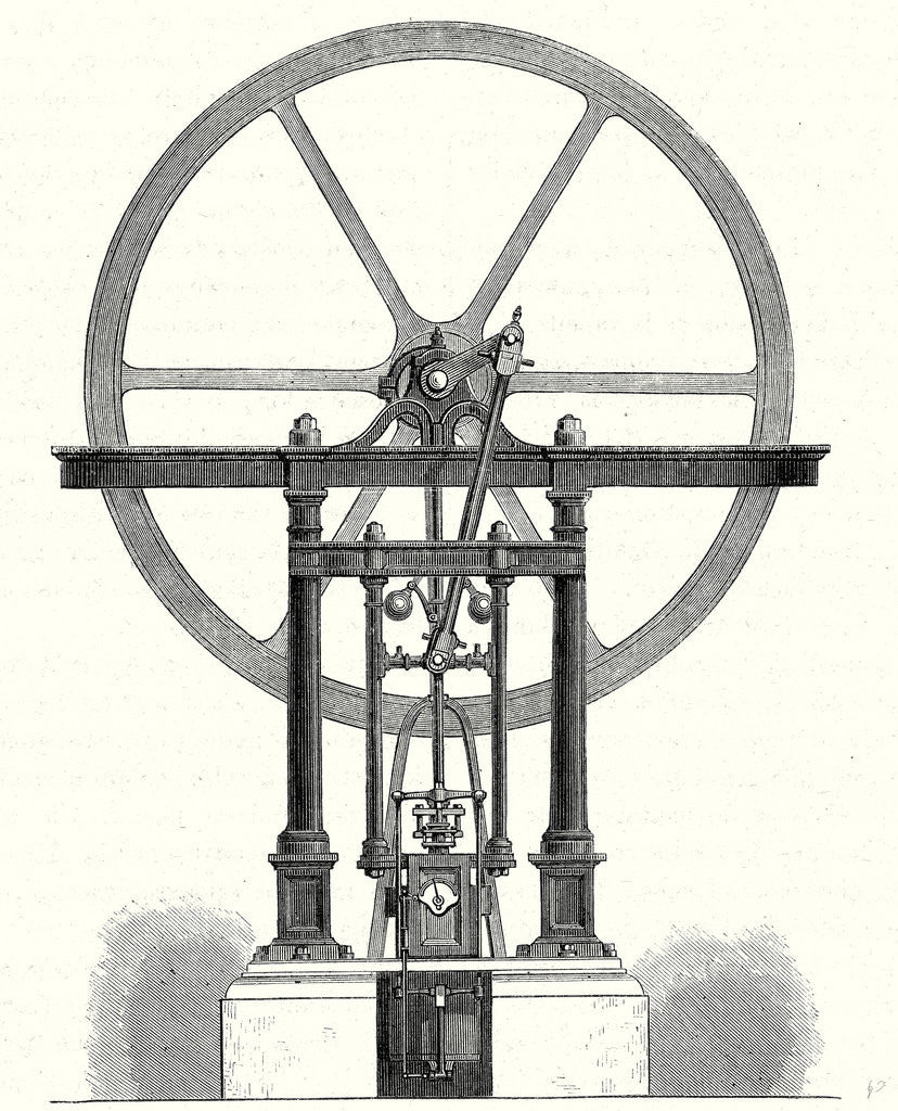 Detail of Steam Engine Without Condenser with a Vertical Cylinder by Anonymous
