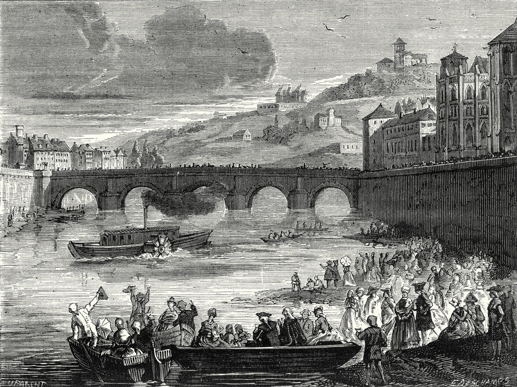Detail of Experiment of the Marquis De Jouffroy on the Saône at Lyon July 15 1783 by Anonymous