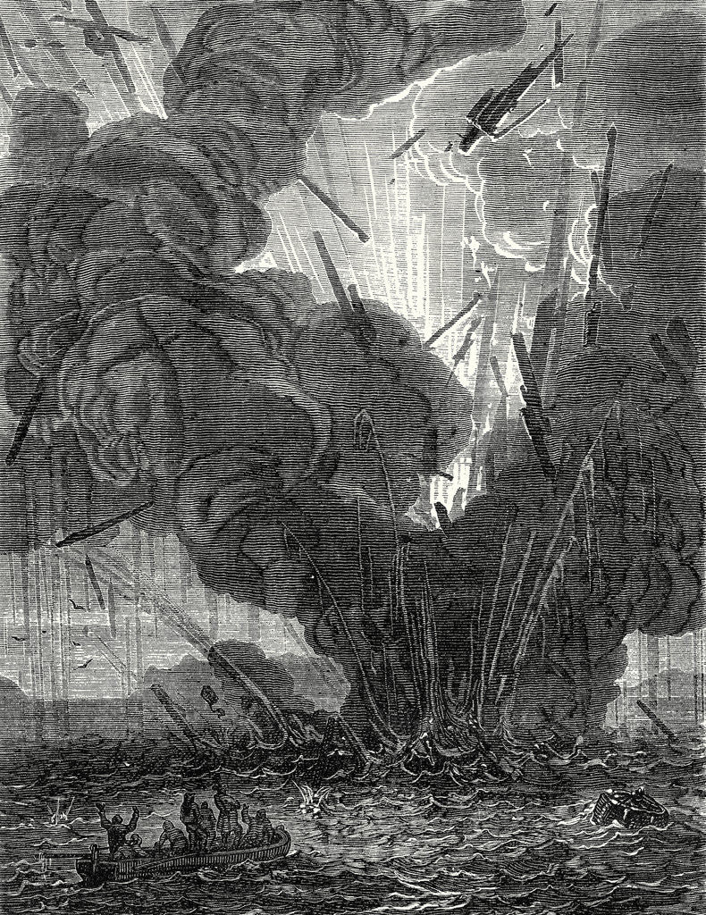Detail of Robert Fulton Blows Up a Boat with His Infernal Machine in the Harbor of Brest by Anonymous