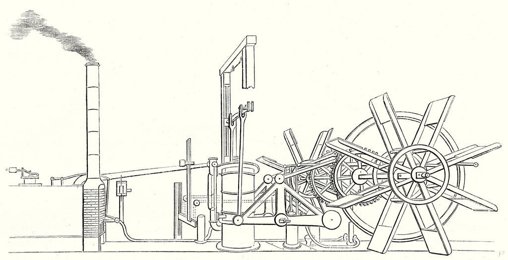 Detail of The Engine and Shaft of the Wheels of the 'Clermont' Steamboat Built by Fulton in 1807 by Anonymous