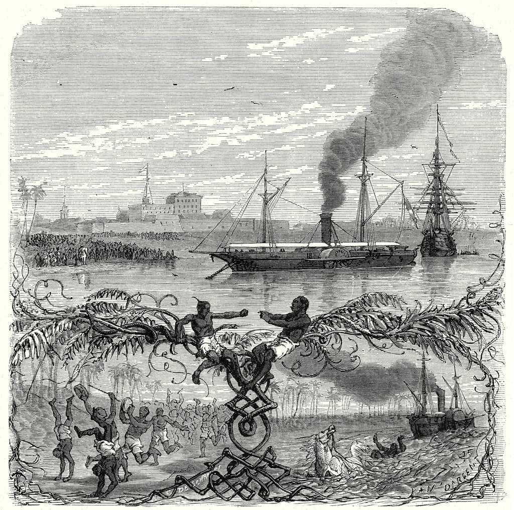 Detail of The First Steamship in Africa by Anonymous