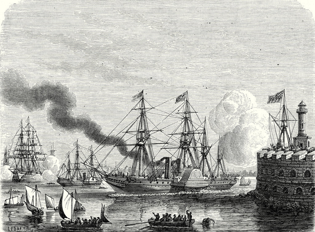 Detail of The 'Great Western' and 'sirius' Steamships Entering the Port of New York after Crossing the Atlantic by Anonymous