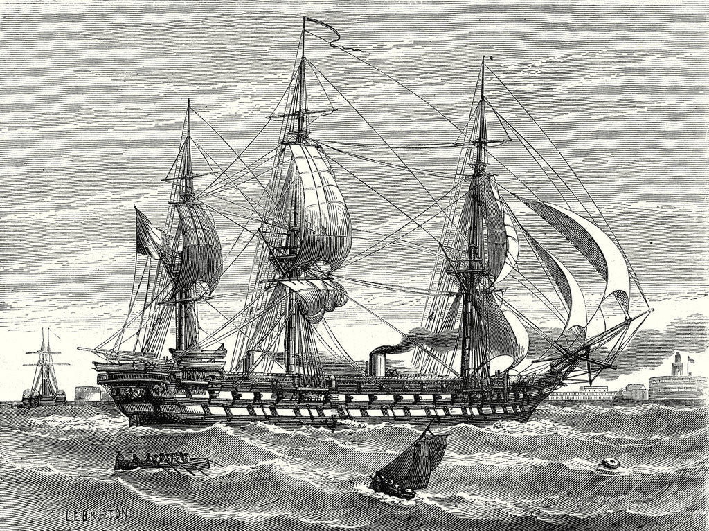 Detail of The 'Napoleon' French Steam-Propelled Warship Launched in 1849 by Anonymous