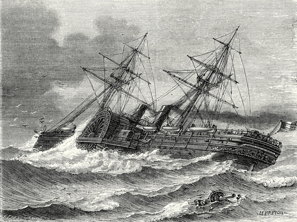 Detail of The 'Napoleon III' Transatlantic French Liner Launched in 1866 by Anonymous