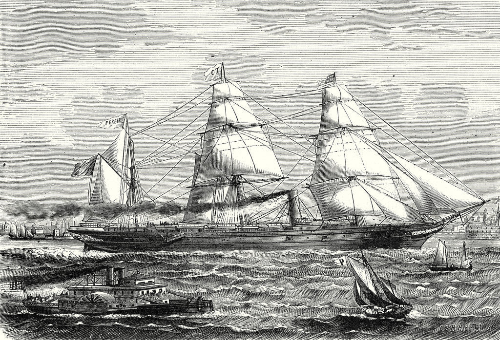Detail of The 'Perière' Transatlantic Liner Launched in 1866 by Anonymous