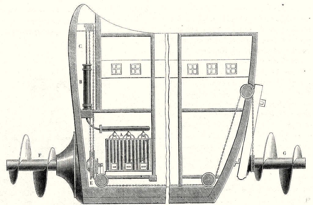 Detail of Cross Section of the Rear and the Front of the Propeller Boat of Charles Dallery by Anonymous