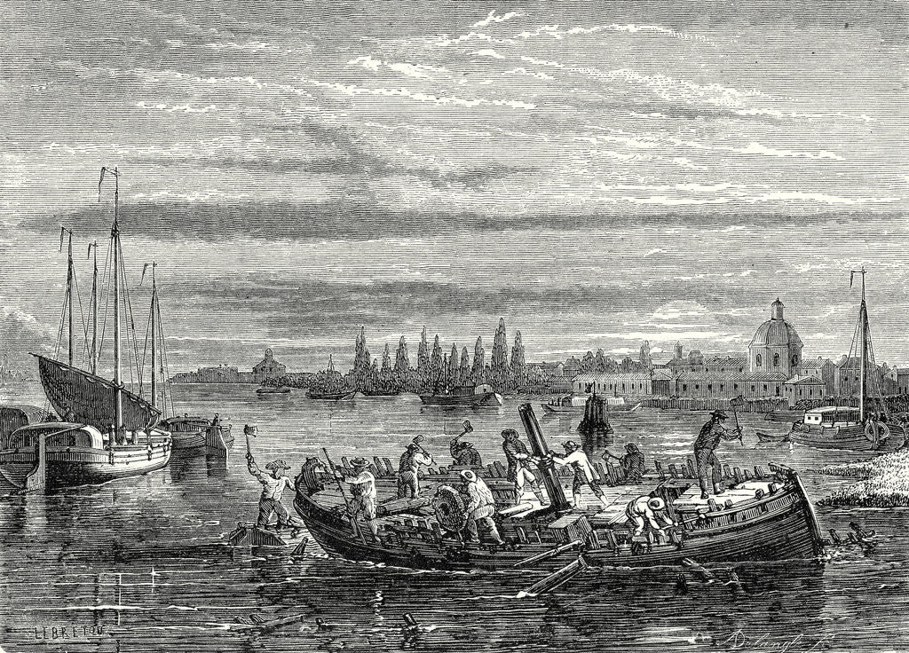 Detail of Charles Dallery Has His Propeller Steamboat Cut to Pieces by Anonymous