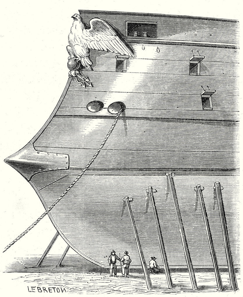 Detail of The Front of a Steam-Propelled Ironclad Warship by Anonymous