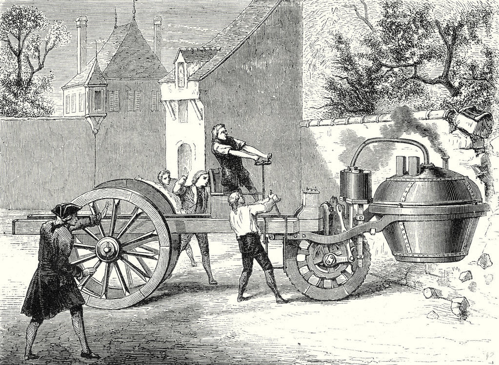 Detail of The First Steam Car Tested by the Inventor Cugnot at Arsenal in Paris in 1770 by Anonymous