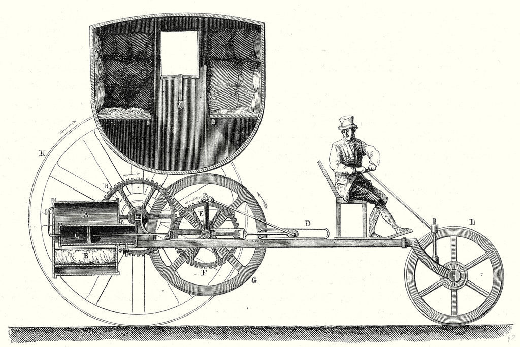 Detail of Steam Car Driving on Ordinary Roads Built in 1801 by Anonymous
