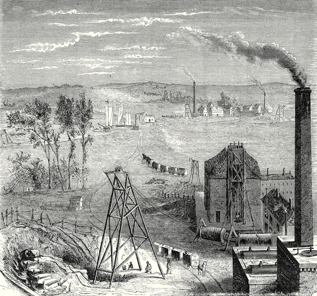 Detail of A Coal Mine in Newcastle with Wagons Drawn by Horses on Wooden Rails by Anonymous