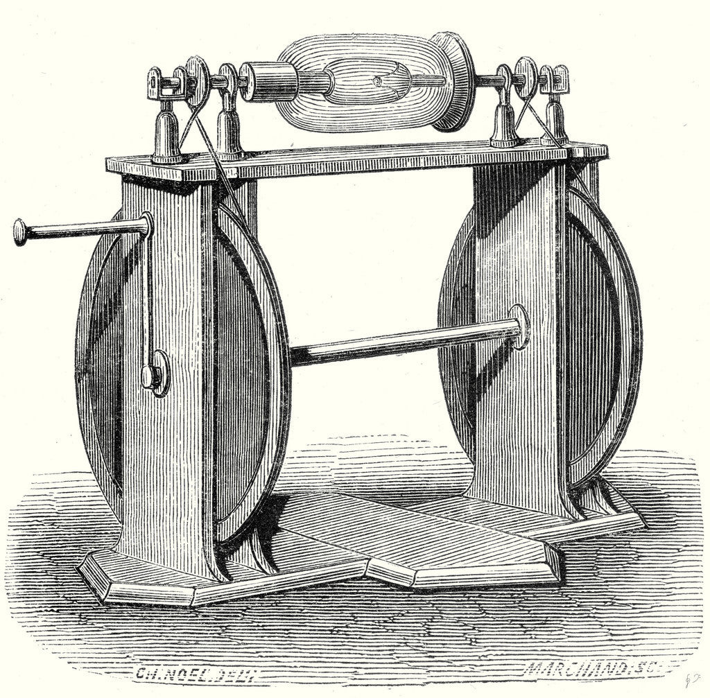 Detail of Hauksbee's First Electric Machine by Anonymous