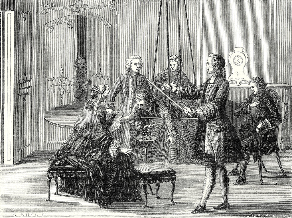 Detail of The First Electric Spark Driven Through the Human Body (1745) by Anonymous