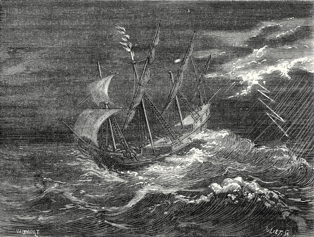 Detail of Fire at the Tip of the Mast of Christopher Columbus' Ship by Anonymous