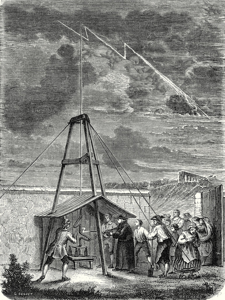 Detail of Dalibard's Scientific Experiment Conducted in Marly 10 May 1752. First Demonstration of the Presence of Electricity in Thunderclouds by Anonymous