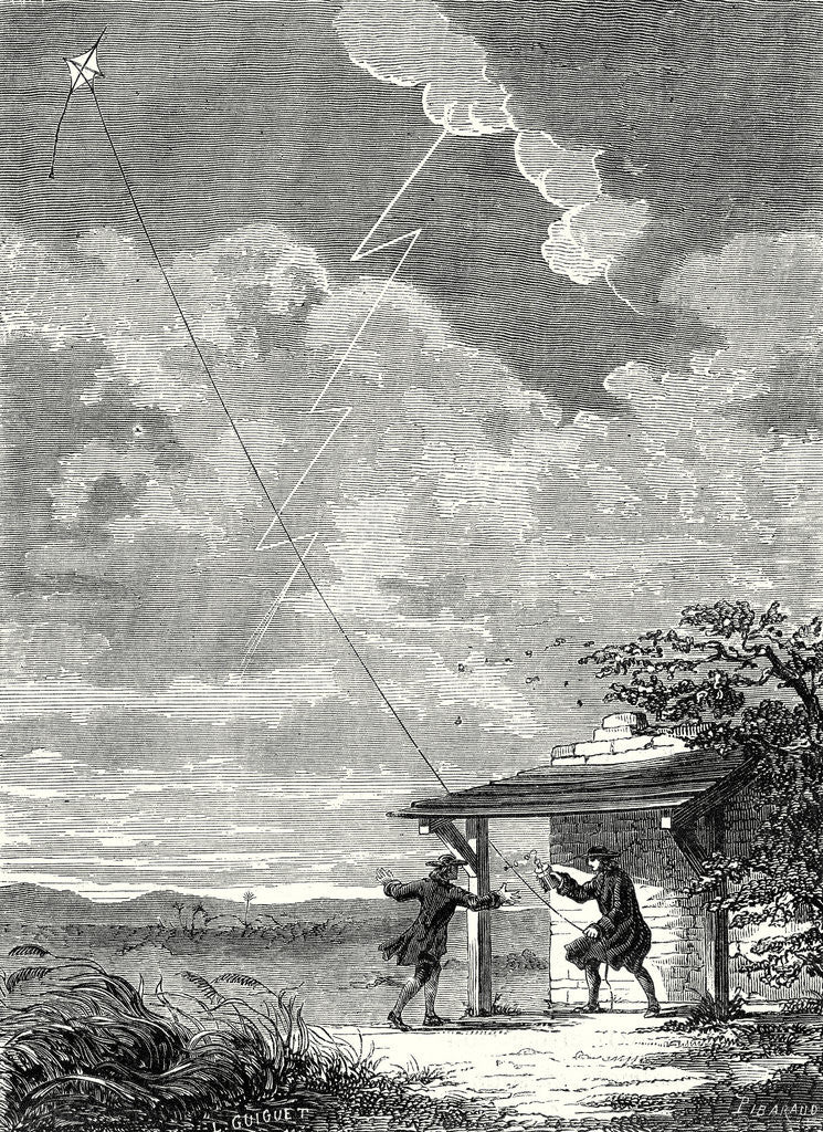Detail of The Experiment of the Electric Kite Conducted in Philadelphia by Franklin in September 1752 by Anonymous