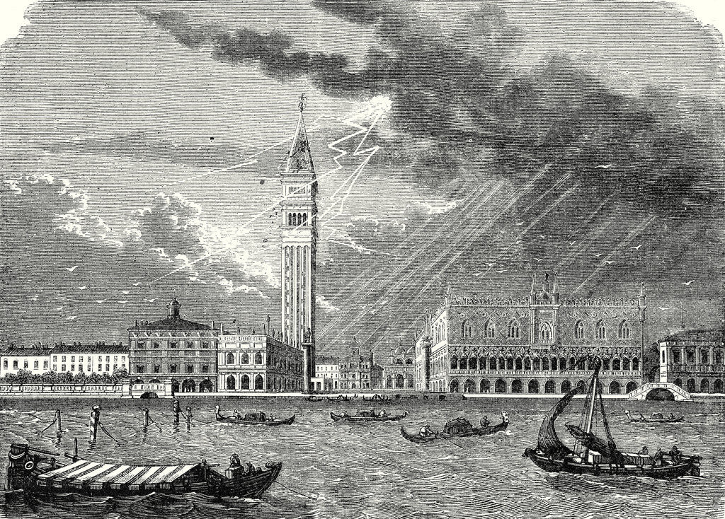 Detail of The Tower of St. Mark's in Venice Struck and Damaged by Lightning April 23 1745 by Anonymous