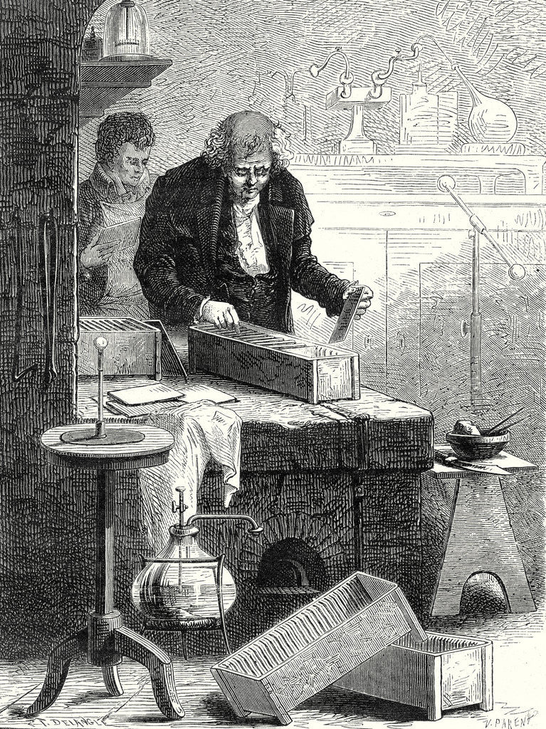 Detail of Cruikshank Builds the Battery with Channels by Anonymous