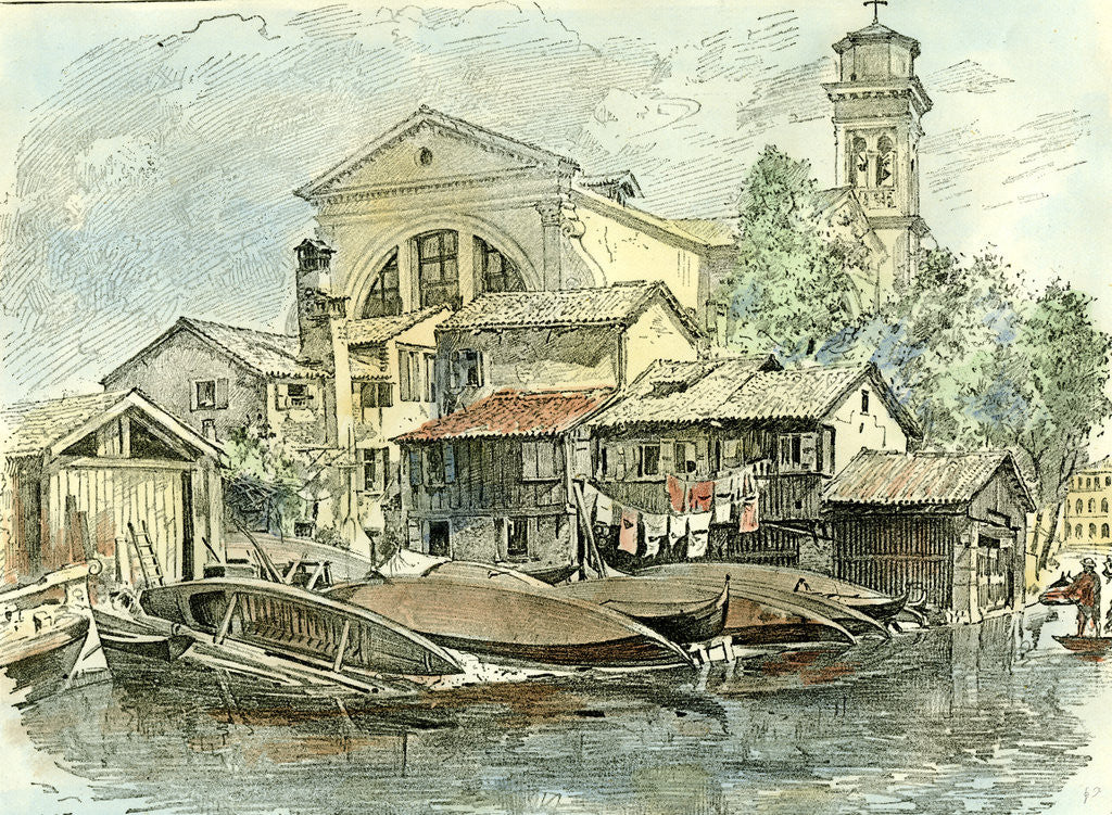 Detail of Venice 1892 a Squero Repairing Yard Fondamenta Nani Italy by Anonymous