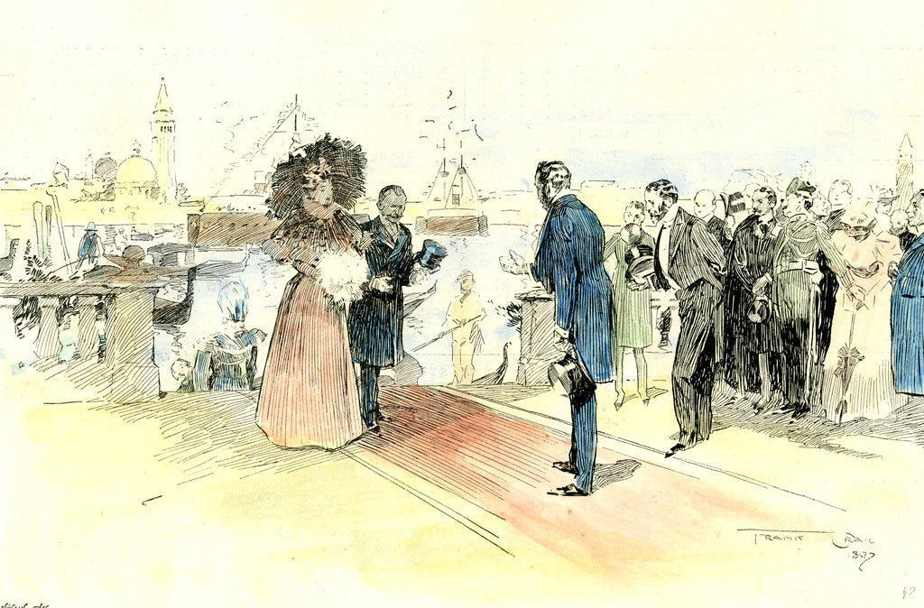 Detail of Venice 1897. Opening of the Venice International Art Exhibition. Arrival of the Prince and Princess of Naples by Anonymous