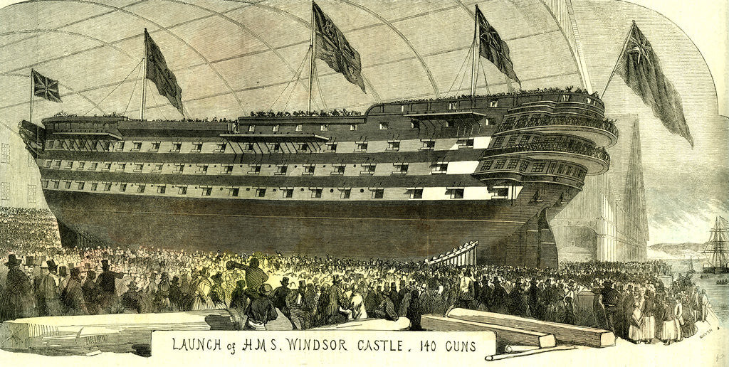 Detail of Launch of Hms. Windsor Castle 140 Guns 1852 by Anonymous