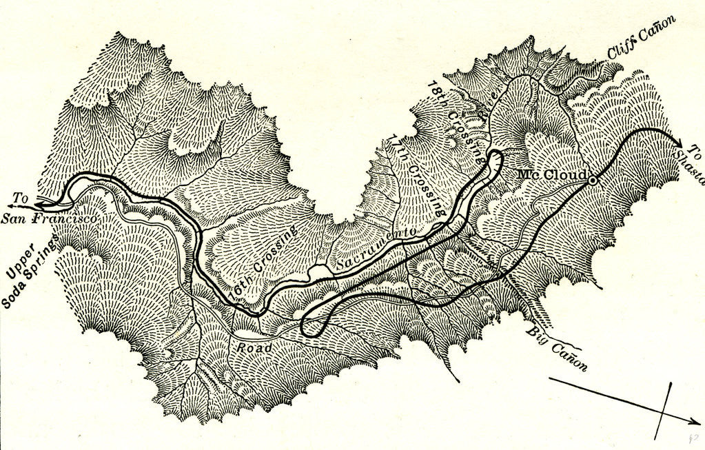 Detail of Yosemite Valley Plan of the Loop on the Shasta Railway Near Mccloud 1891 USA by Anonymous