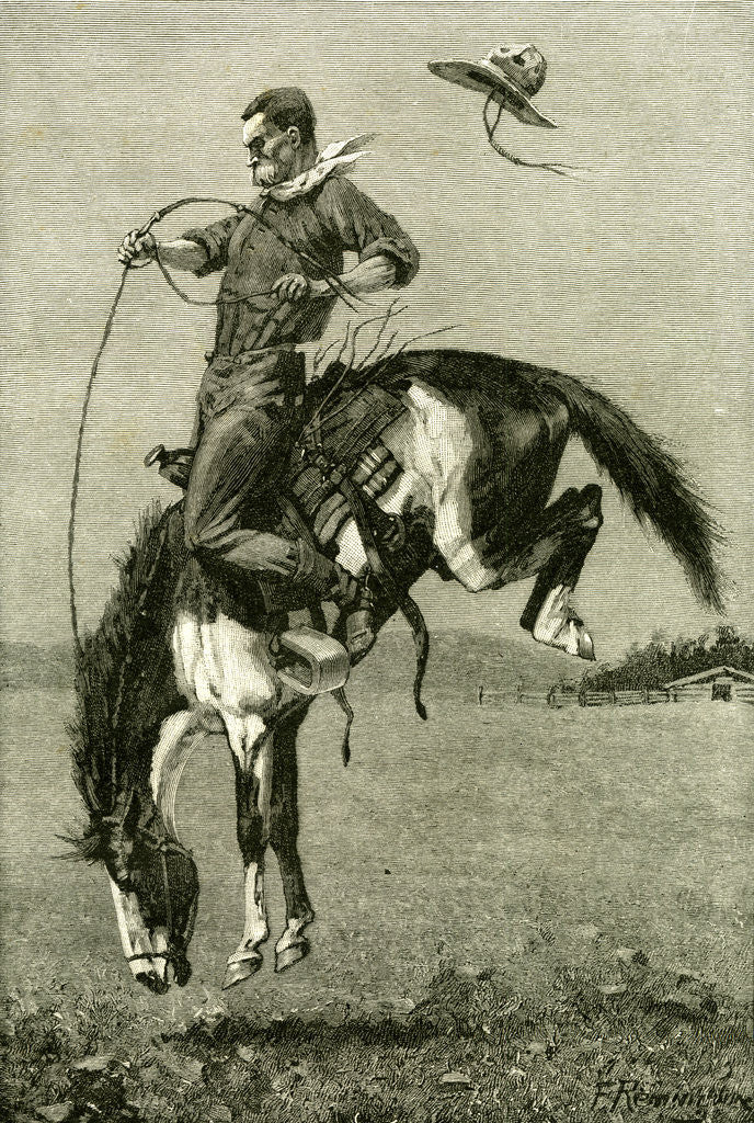 Detail of A Bronco Buster Riding a Bucking Horse 1891 USA by Anonymous