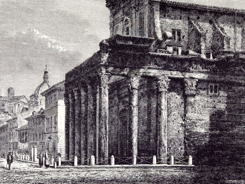 Detail of Rome Italy 1875 Temple of Antoninus and Faustina by Anonymous