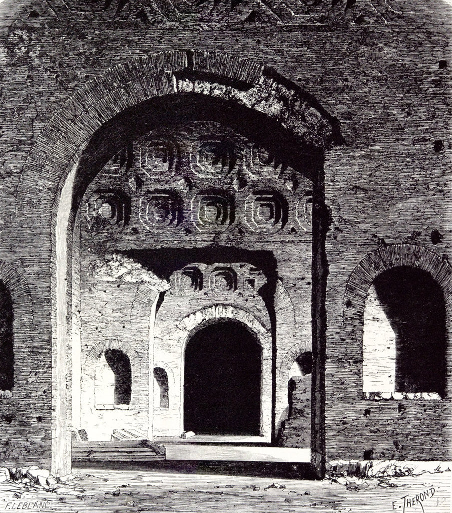 Detail of Rome Italy 1875 Interior of the Basilica of Constantine. by Anonymous