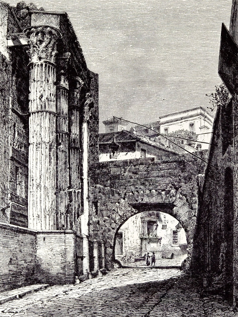 Detail of Rome Italy 1875 Temple of Nerva Pantani Postern by Anonymous