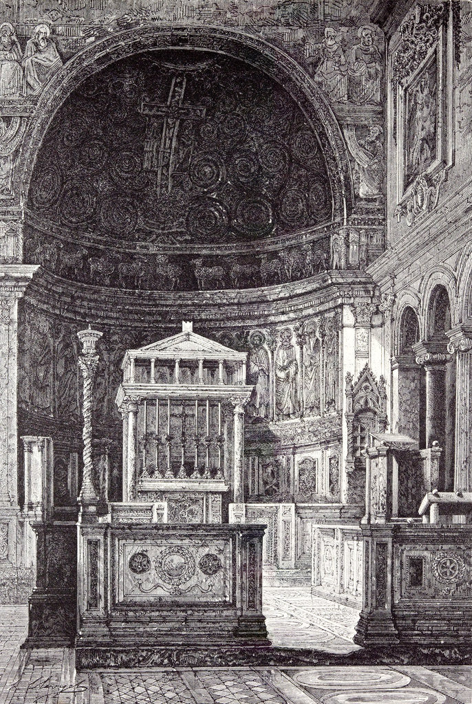 Detail of Rome Italy 1875 Interior of St. Clement's by Anonymous