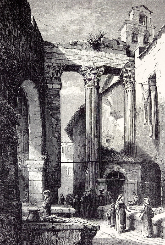 Detail of Rome Italy 1875 Portico of Octavia Side of the Pescheria by Anonymous