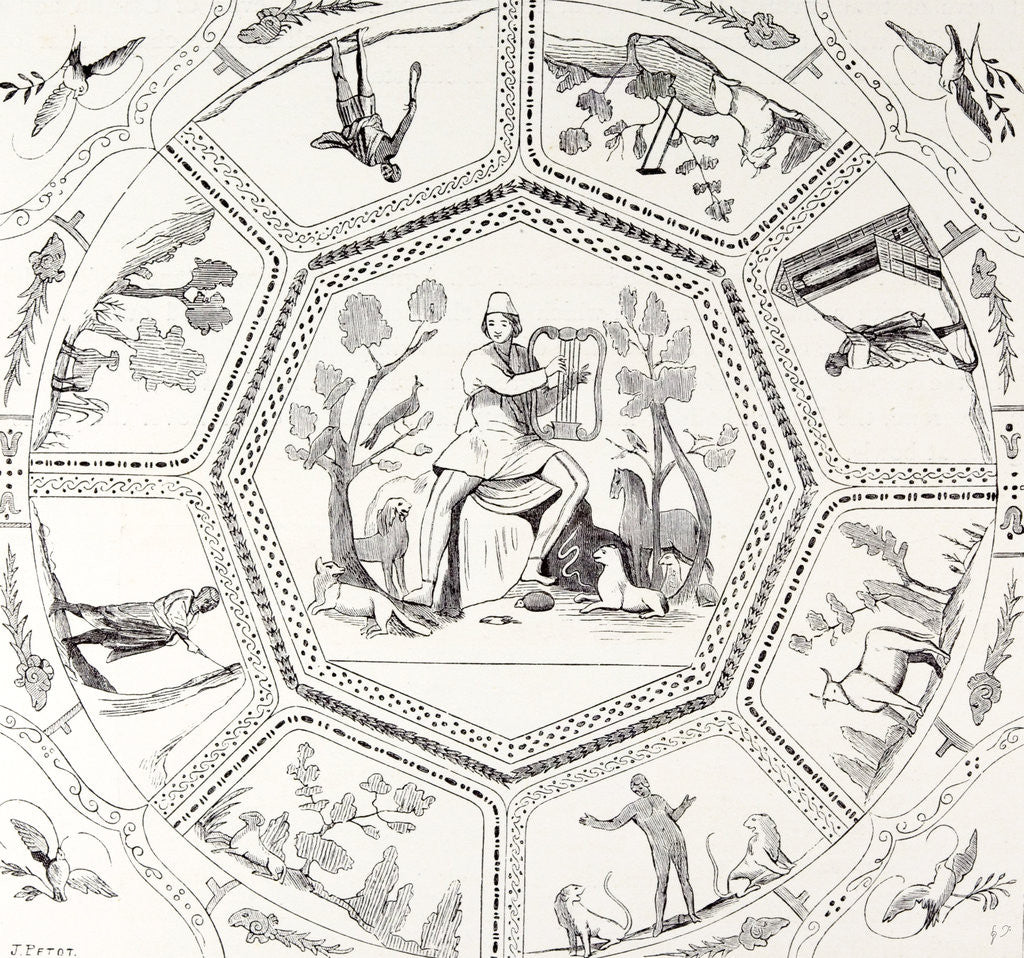 Detail of Rome Italy 1875 Paintings of the First Century on a Chapel Vault Catacombs of Callistus by Anonymous