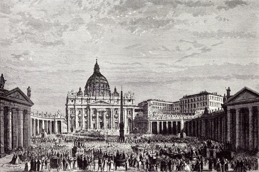 Detail of Rome Italy 1875 The Piazza of St. Peter at the Great Benediction by Anonymous