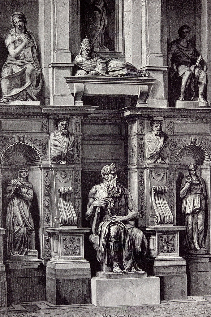 Detail of Rome Italy 1875 Mausoleum of Julius II. The Moses of Michelangelo by Anonymous