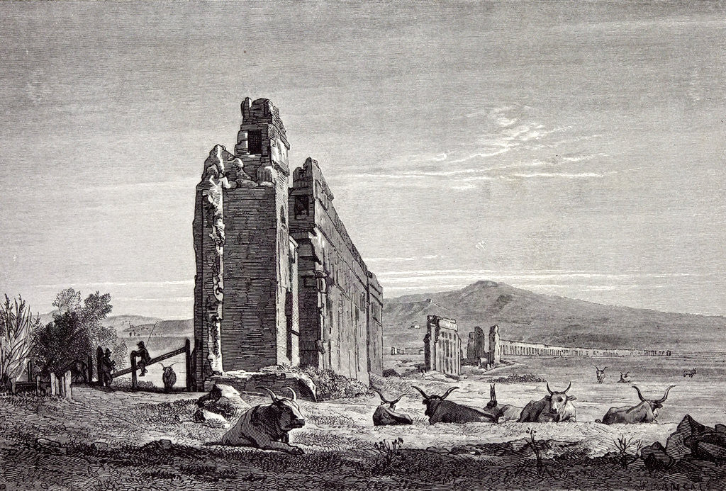 Detail of Rome Italy 1875 Ruins of Aqueducts of Claudius Near the Road to Albano by Anonymous