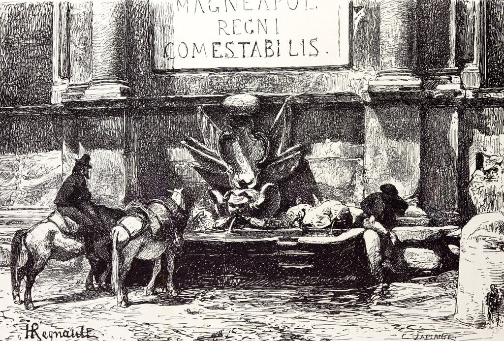 Detail of Rome Italy 1875 Fountain at the Villa of Pope Julius III by Anonymous