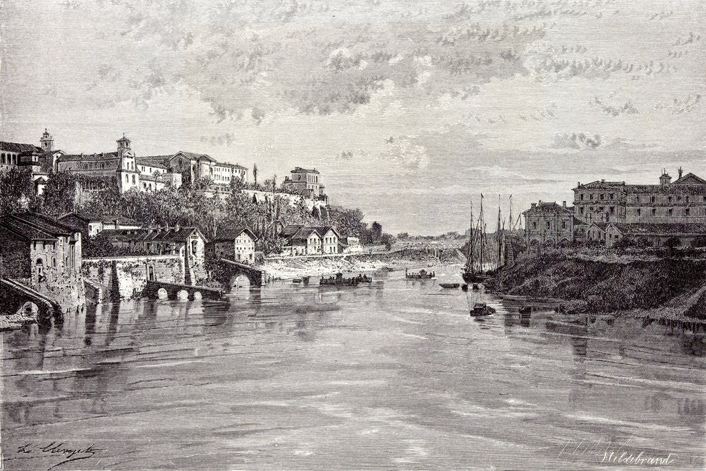 Detail of Rome Italy 1875 Aventine Mount and St. Sabina Seen from Ponte Rotto by Anonymous