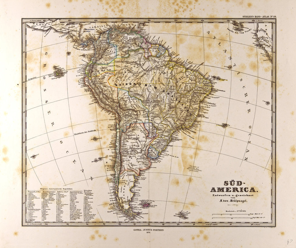 Detail of Map South America by Anonymous