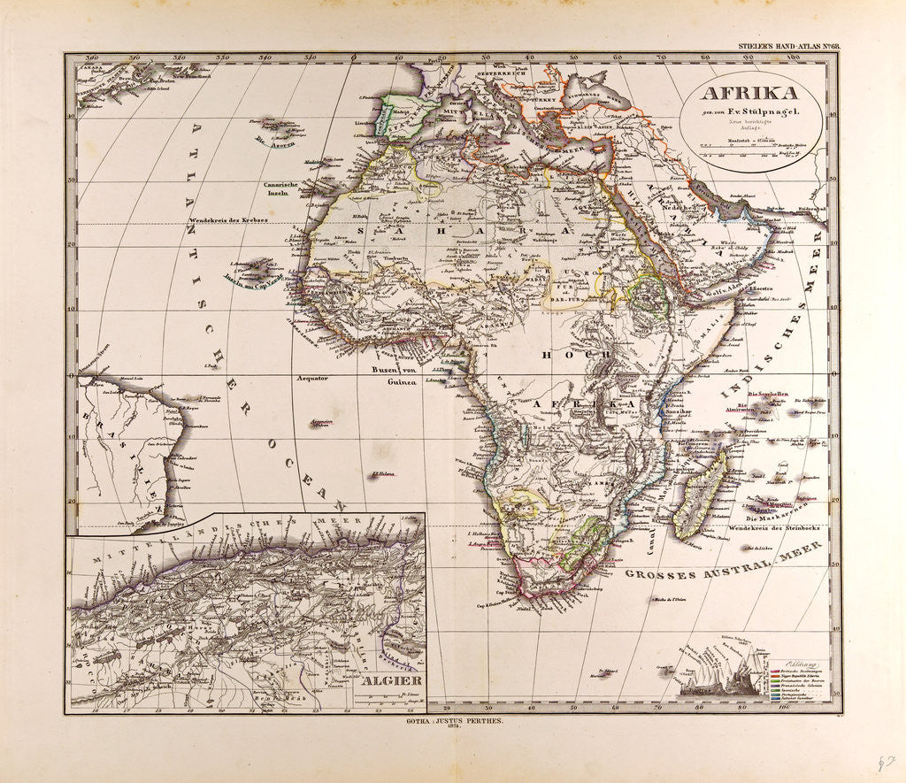 Detail of Africa Map 1874 Gotha Justus Perthes Atlas by Anonymous