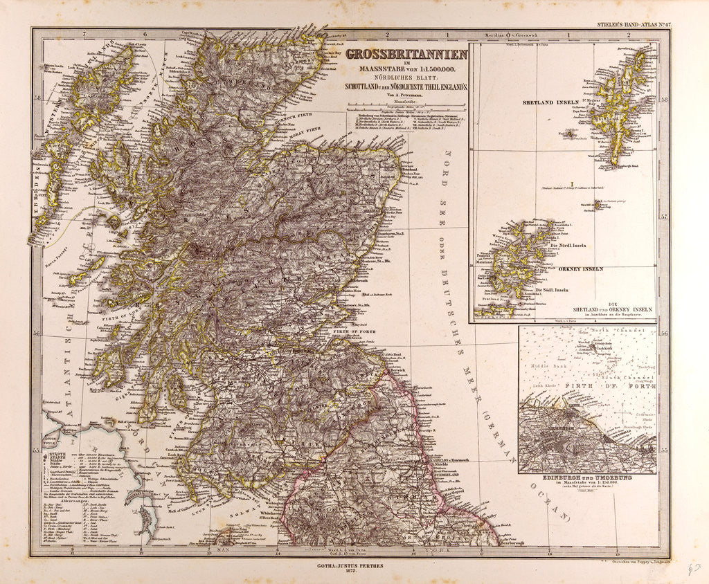 Detail of Great Britain Map Scotland 1872 by Anonymous