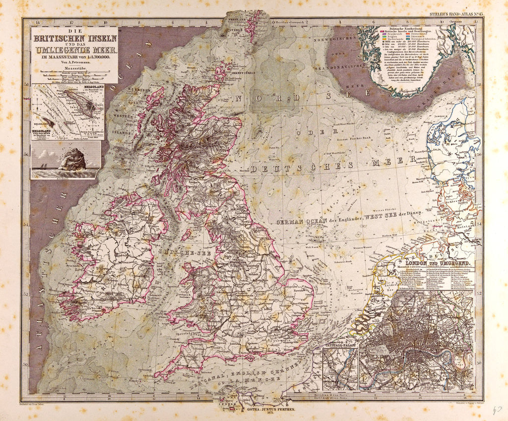 Detail of Great Britain Map 1875 by Anonymous