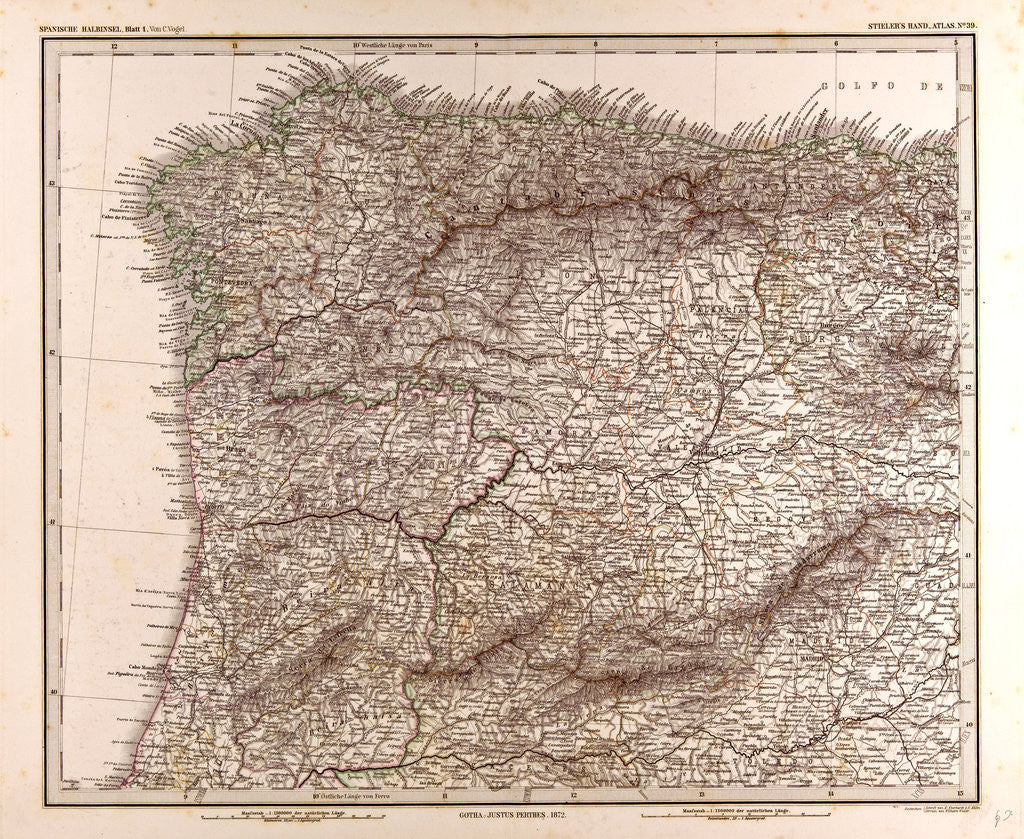 Detail of Spain Map 1872 by Anonymous