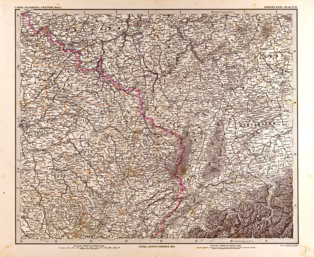 Detail of France Map 1874 by Anonymous