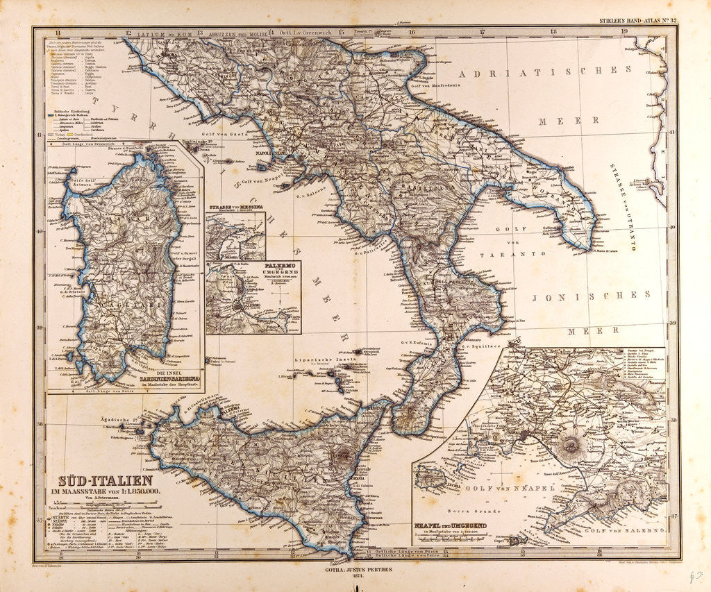 Detail of South Italy Map by Anonymous